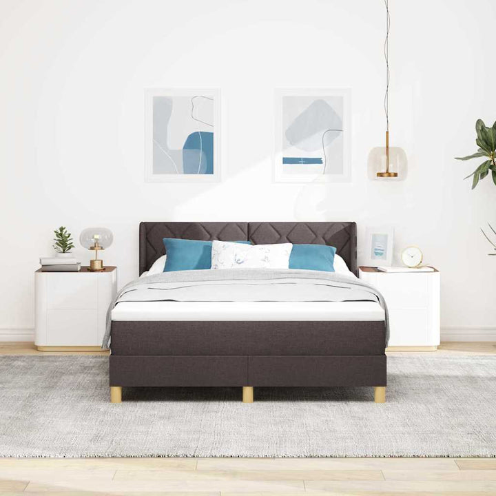 Box spring seng med hovedgærde Mørk Brun 200 x 160 cm Stof