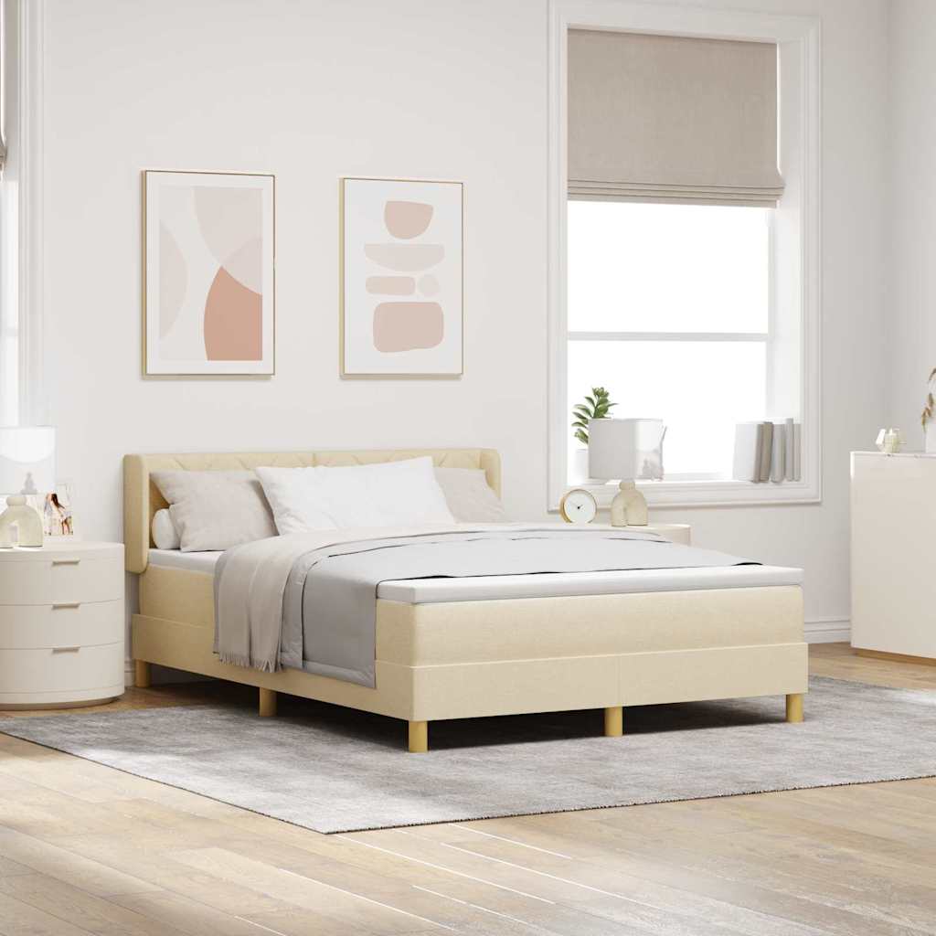 Box spring seng med hovedgærde Creme 200 x 160 cm Stof