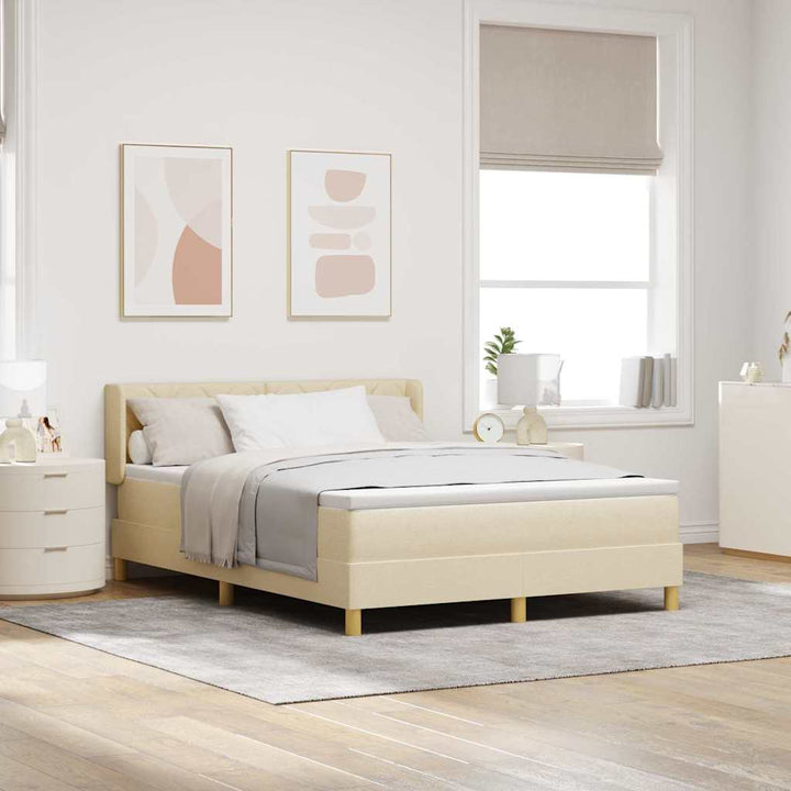Box spring seng med hovedgærde Creme 200 x 160 cm Stof