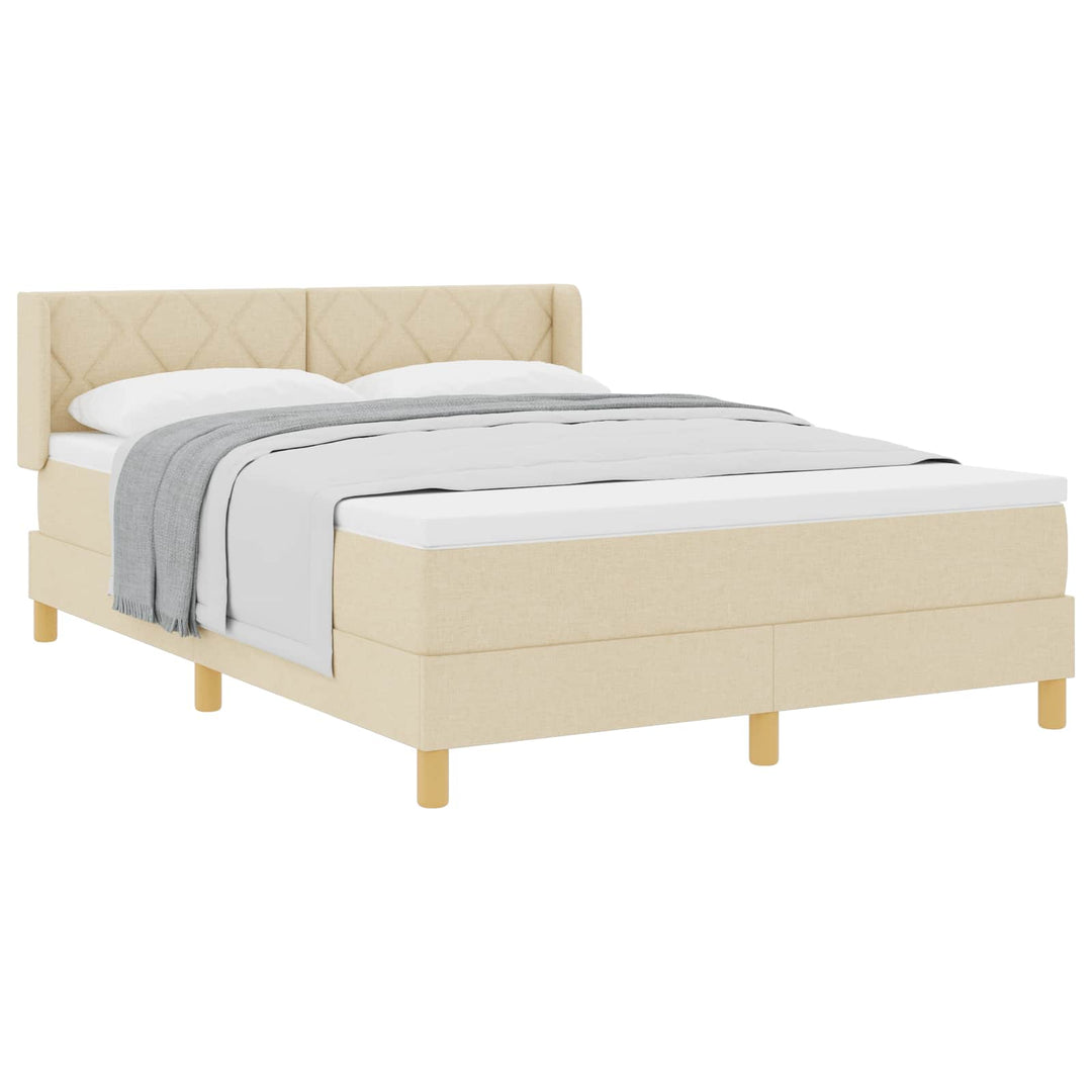 Box spring seng med hovedgærde Creme 200 x 160 cm Stof