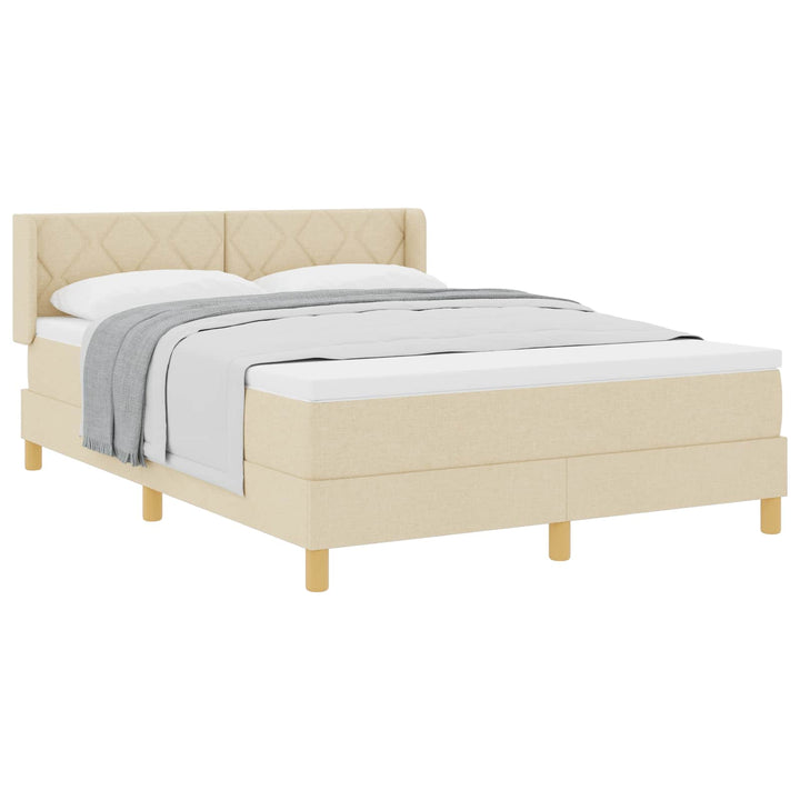 Box spring seng med hovedgærde Creme 200 x 160 cm Stof