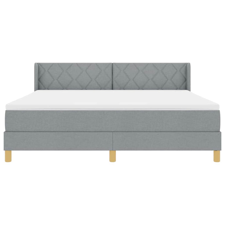 Box spring seng med hovedgærde Lysegrå 200 x 180 cm Stof