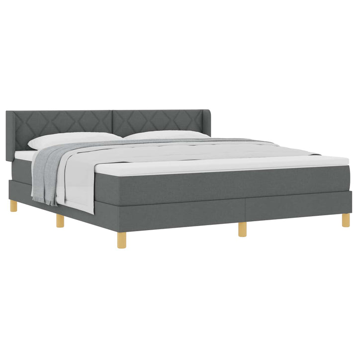 Box spring seng med hovedgærde Mørkegrå 200 x 180 cm Stof