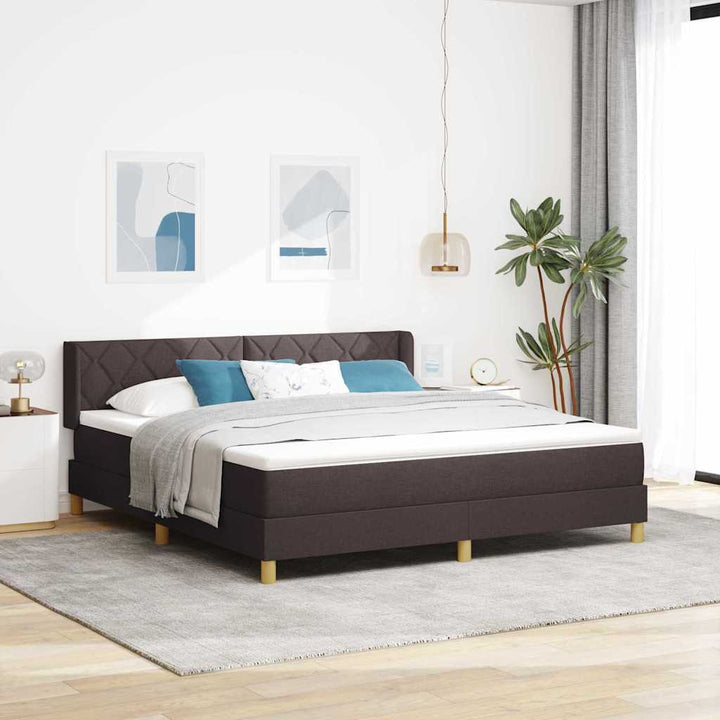 Box spring seng med hovedgærde Mørk Brun 200 x 180 cm Stof