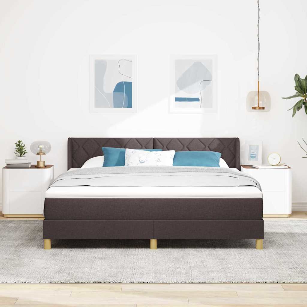 Box spring seng med hovedgærde Mørk Brun 200 x 180 cm Stof