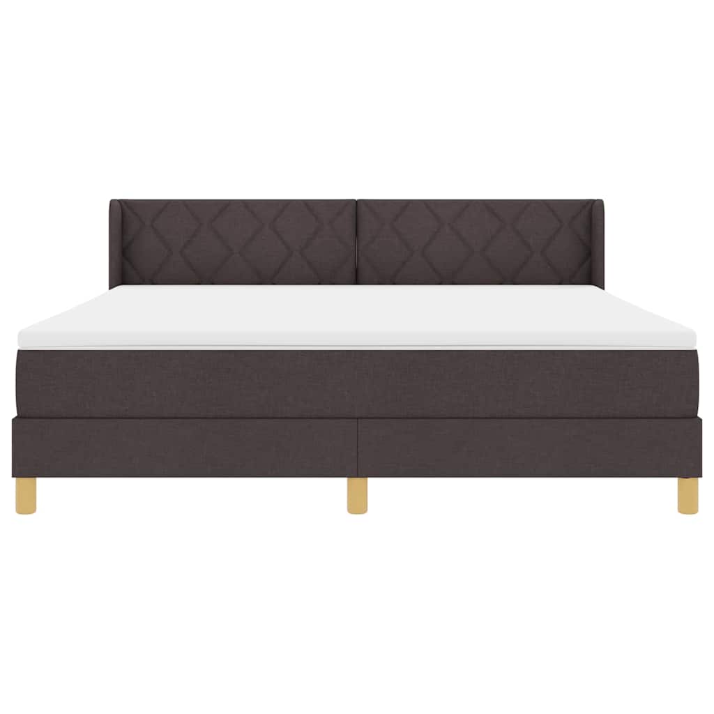 Box spring seng med hovedgærde Mørk Brun 200 x 180 cm Stof