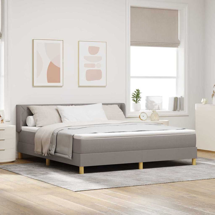 Box spring seng med hovedgærde Gråbrun 200 x 180 cm Stof