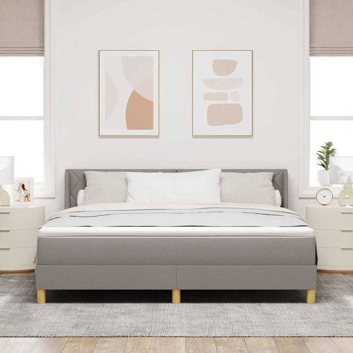 Box spring seng med hovedgærde Gråbrun 200 x 180 cm Stof