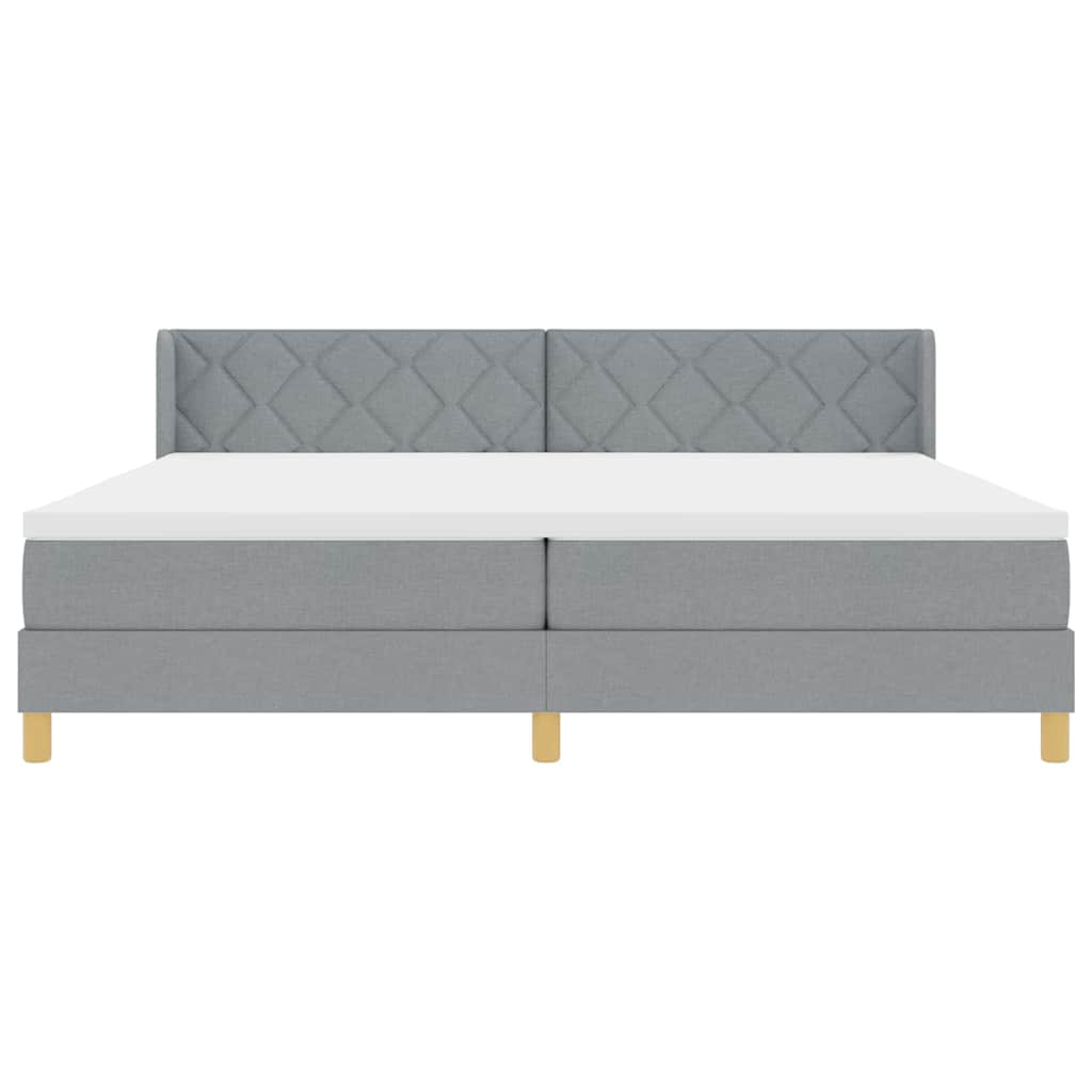 Box spring seng med madras Lysegrå 200 x 200 cm Stof