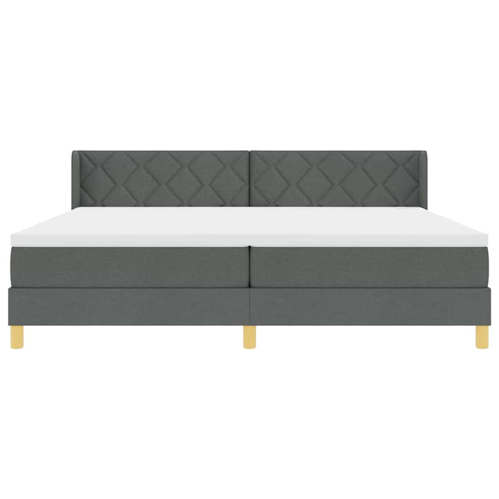 Box spring seng med hovedgærde Mørkegrå 200 x 200 cm Stof