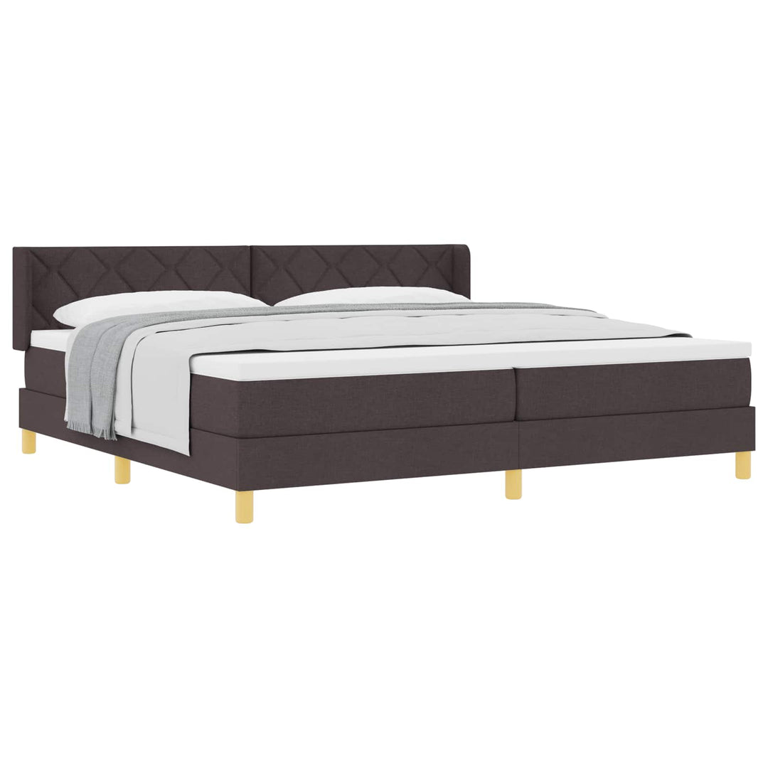 Box spring seng med madras Mørk Brun 200 x 200 cm Stof