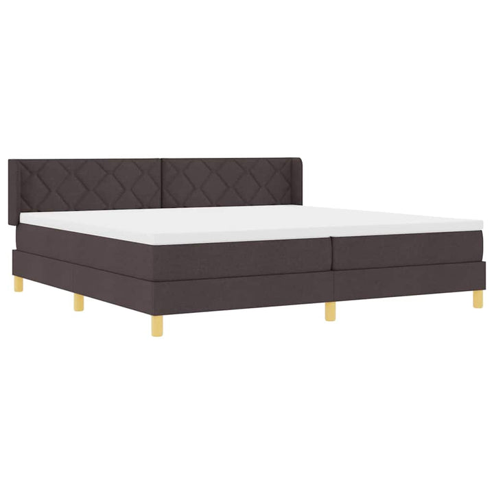 Box spring seng med madras Mørk Brun 200 x 200 cm Stof