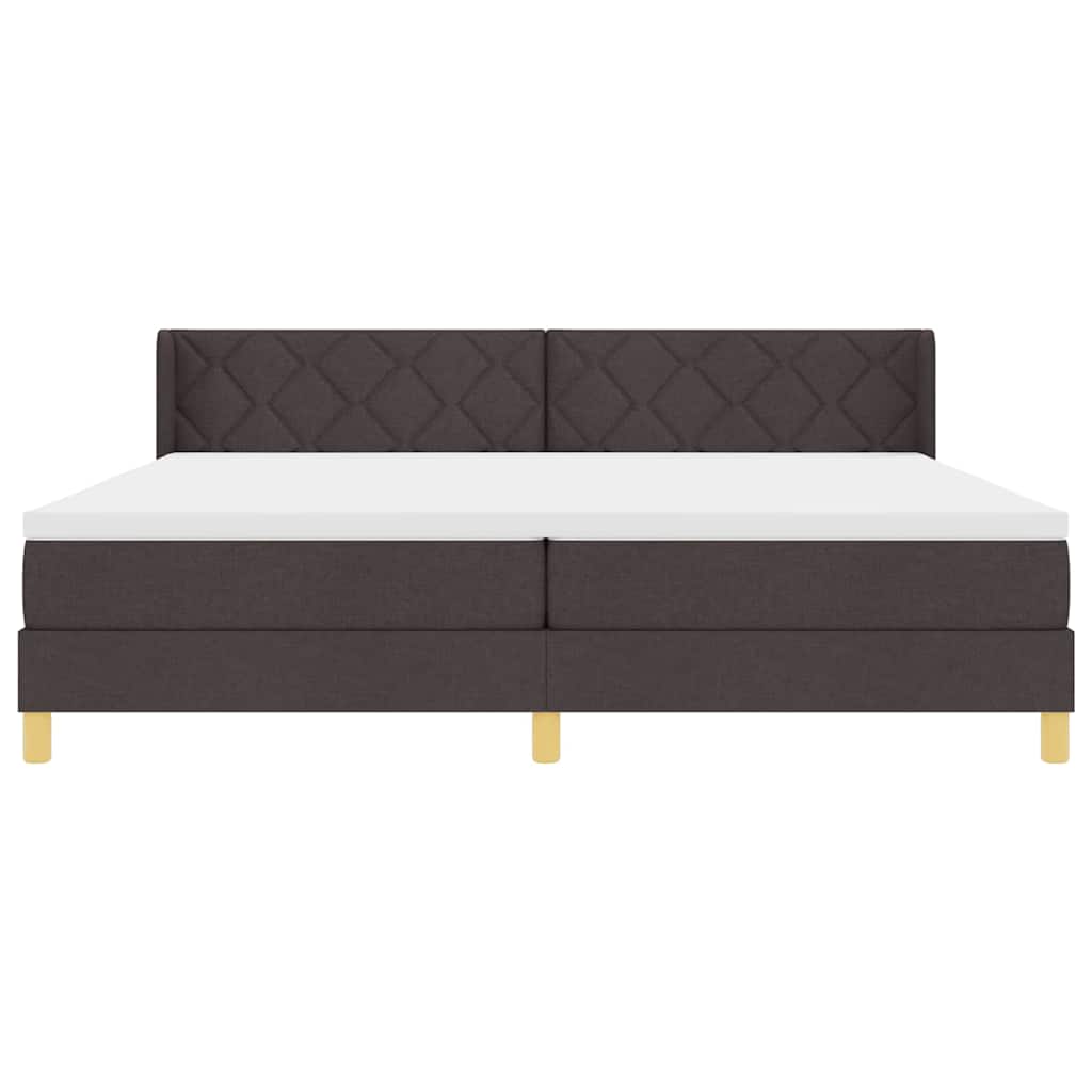 Box spring seng med madras Mørk Brun 200 x 200 cm Stof