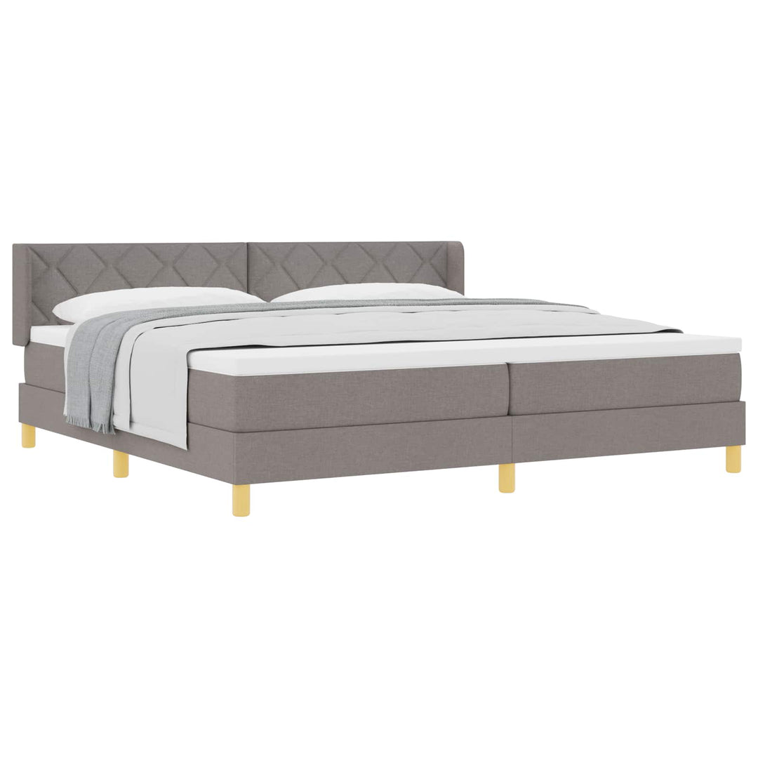 Box spring seng med madras Gråbrun 200 x 200 cm Stof