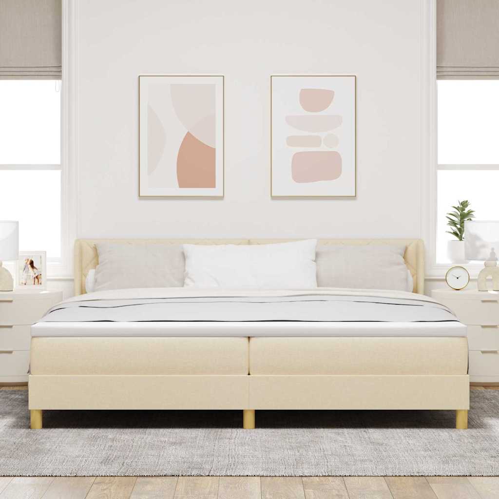 Box spring seng med hovedgærde Creme 200 x 200 cm Stof