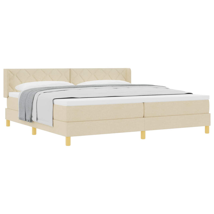 Box spring seng med hovedgærde Creme 200 x 200 cm Stof