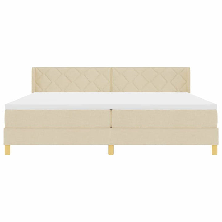 Box spring seng med hovedgærde Creme 200 x 200 cm Stof