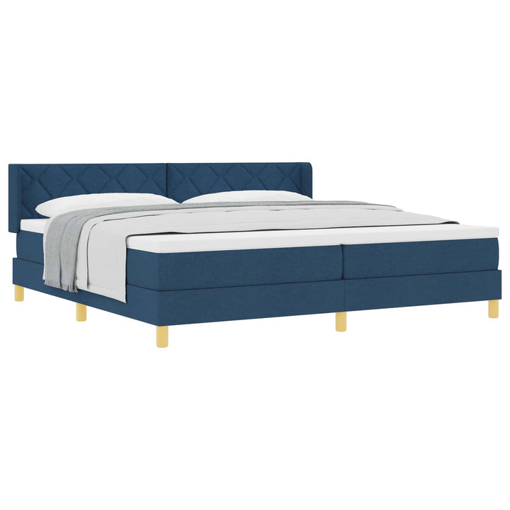 Box spring seng med madras med hovedgærde Blå 200 x 200 cm Stof