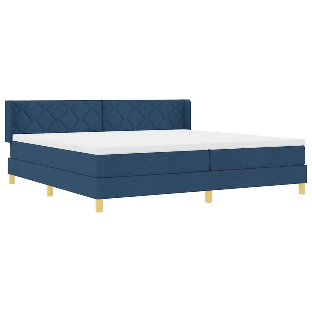 Box spring seng med madras med hovedgærde Blå 200 x 200 cm Stof