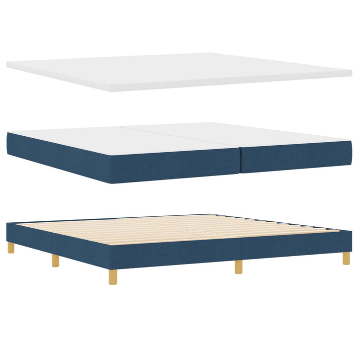 Box spring seng med madras med hovedgærde Blå 200 x 200 cm Stof