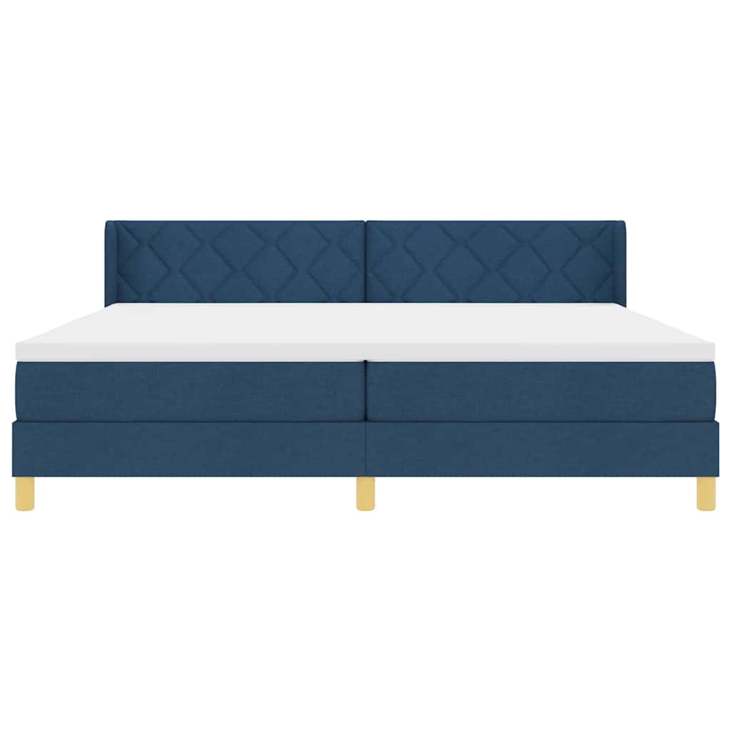 Box spring seng med madras med hovedgærde Blå 200 x 200 cm Stof