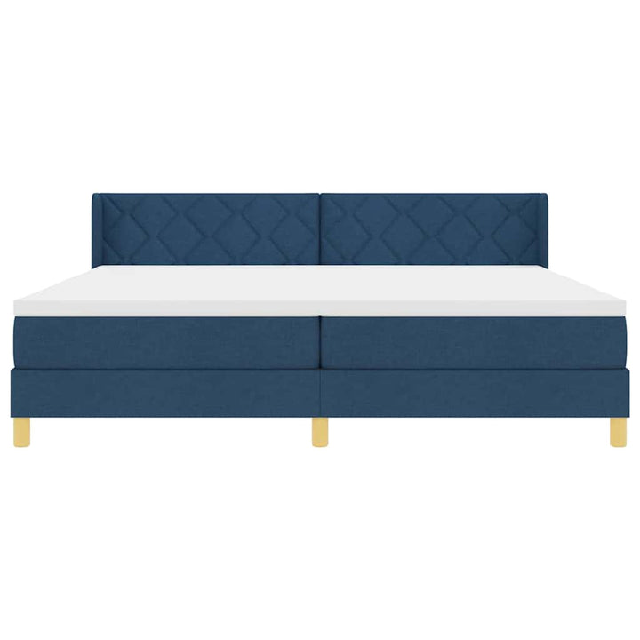 Box spring seng med madras med hovedgærde Blå 200 x 200 cm Stof