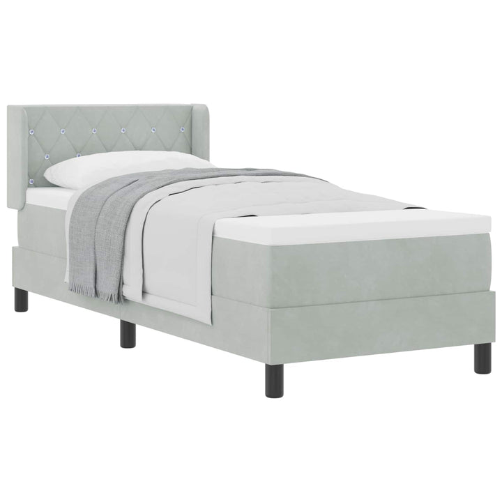 Box spring seng med hovedgærde Lysegrå 200 x 80 cm Fløjl