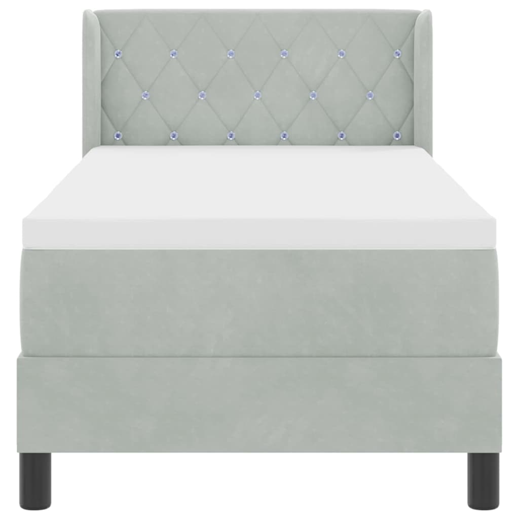 Box spring seng med hovedgærde Lysegrå 200 x 80 cm Fløjl