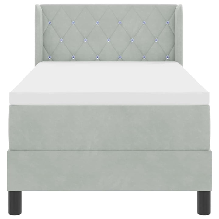 Box spring seng med hovedgærde Lysegrå 200 x 80 cm Fløjl