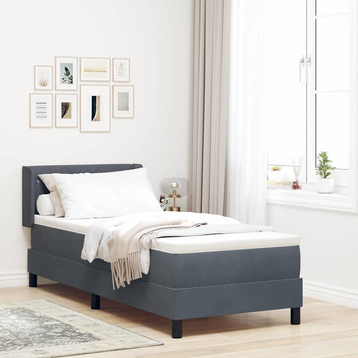 Box spring seng med hovedgærde Mørkegrå 200 x 80 cm Fløjl