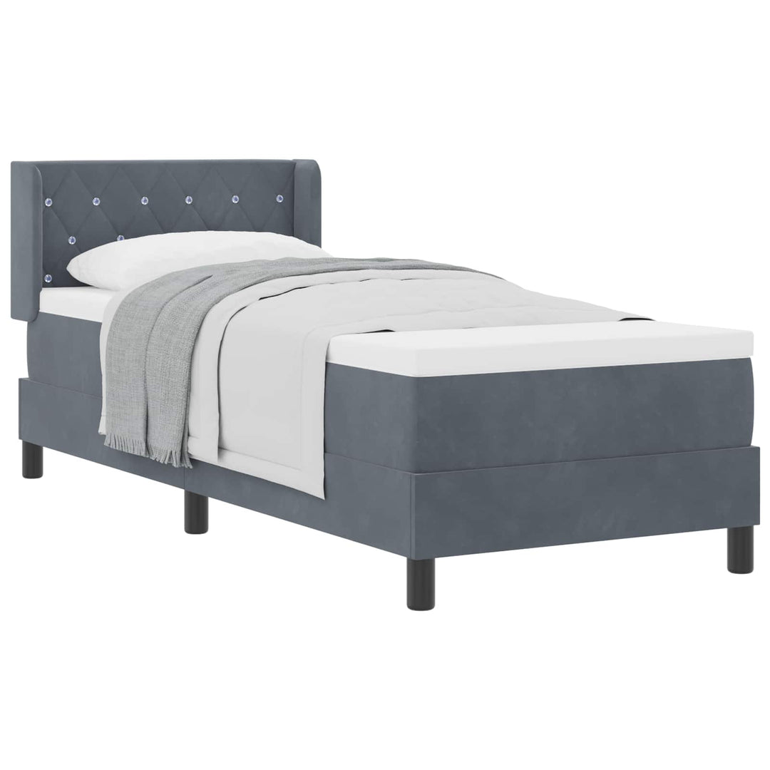 Box spring seng med hovedgærde Mørkegrå 200 x 80 cm Fløjl