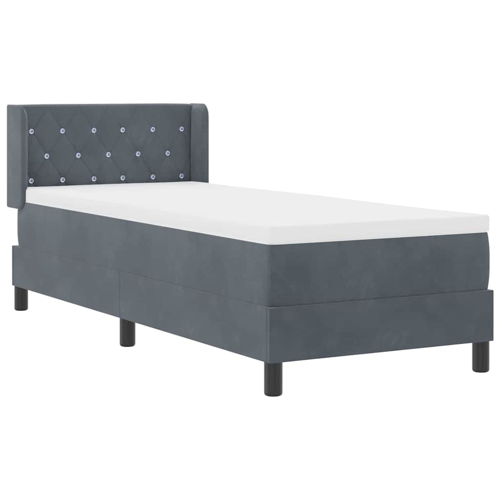 Box spring seng med hovedgærde Mørkegrå 200 x 80 cm Fløjl