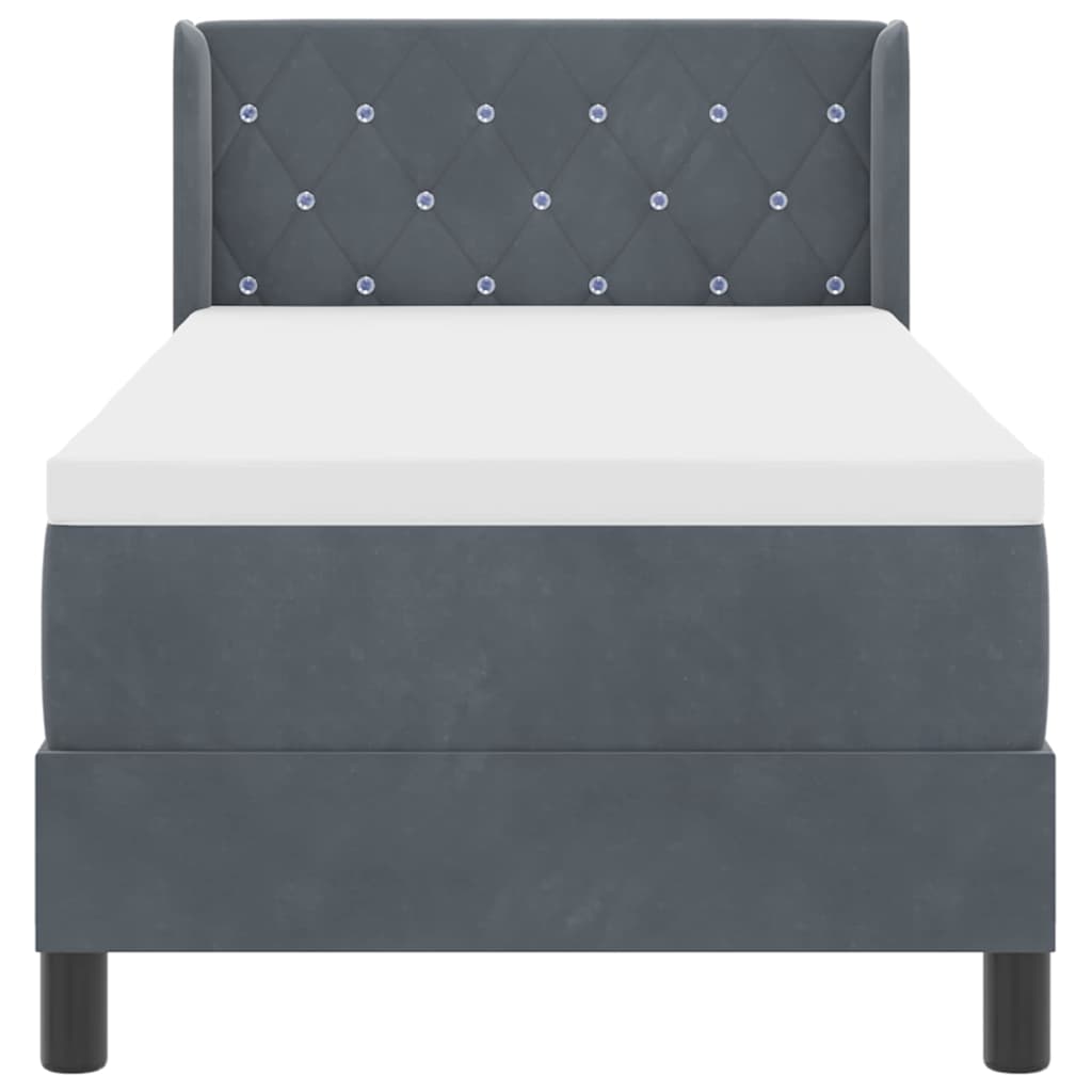 Box spring seng med hovedgærde Mørkegrå 200 x 80 cm Fløjl