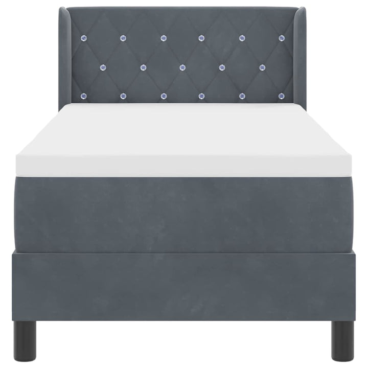 Box spring seng med hovedgærde Mørkegrå 200 x 80 cm Fløjl