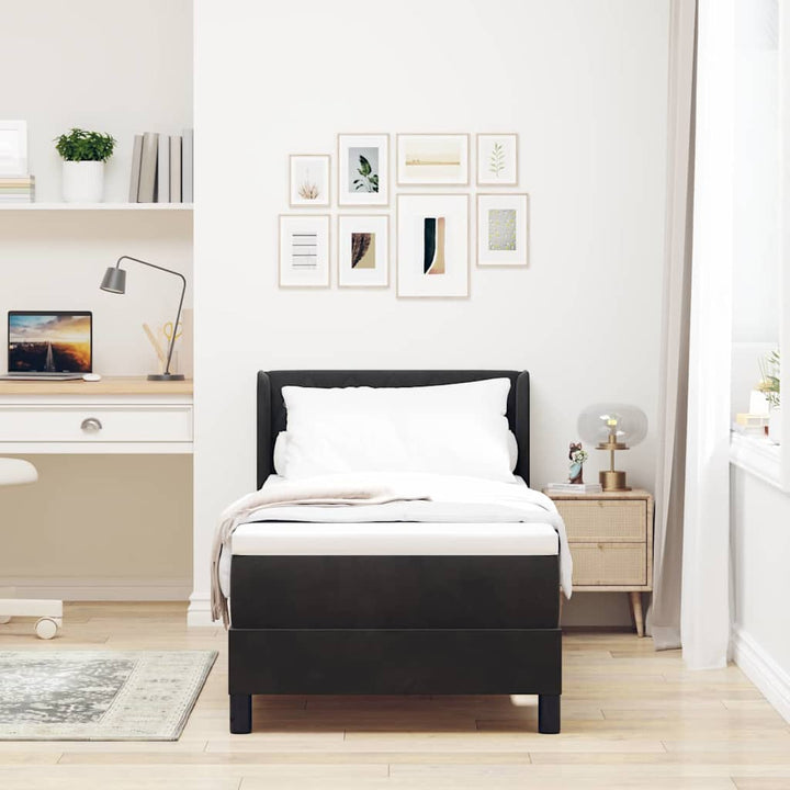 Box spring seng med hovedgærde Sort 200 x 80 cm Fløjl