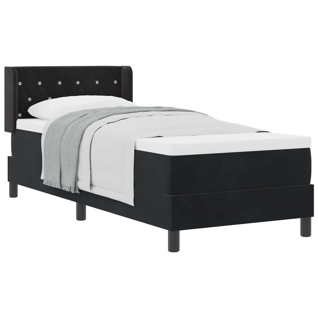 Box spring seng med hovedgærde Sort 200 x 80 cm Fløjl