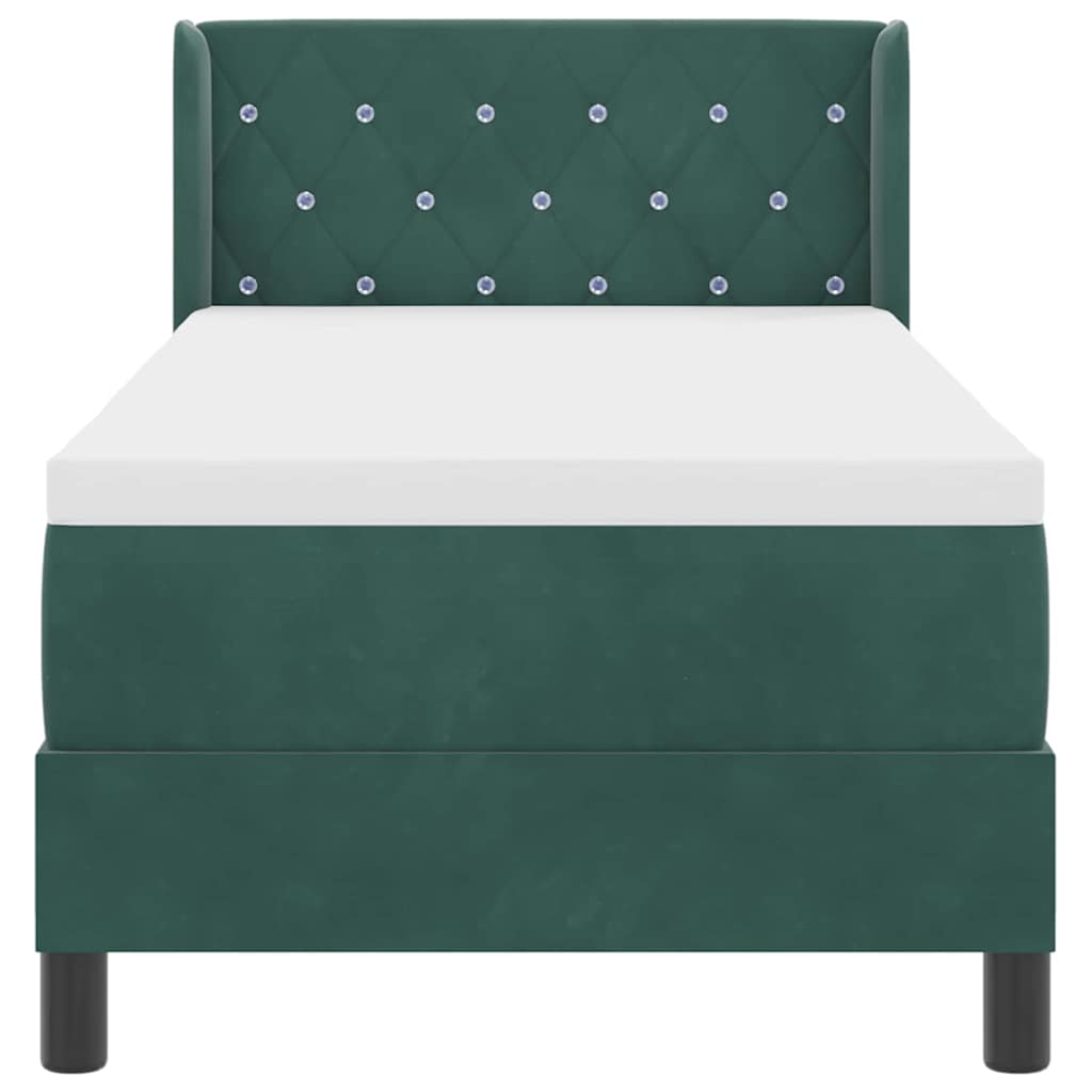 Box spring seng med hovedgærde Mørkegrøn 200 x 80 cm Fløjl