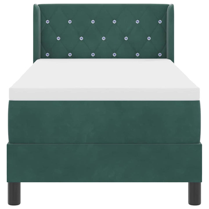 Box spring seng med hovedgærde Mørkegrøn 200 x 80 cm Fløjl