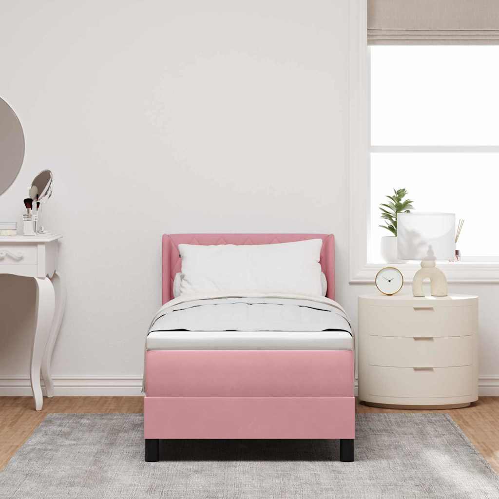Box spring seng med hovedgærde Lyserød 200 x 80 cm Fløjl