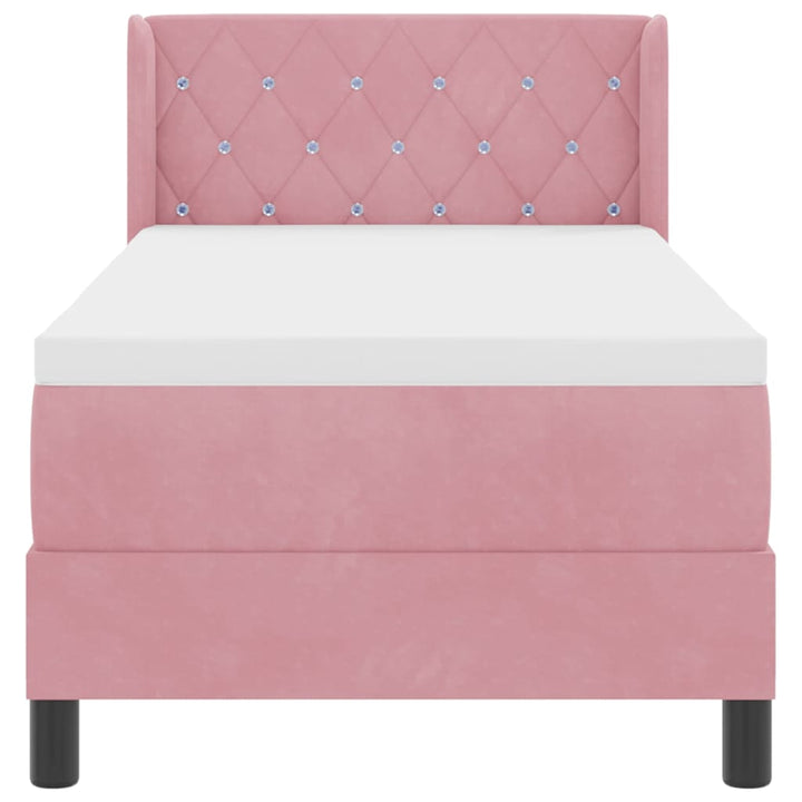 Box spring seng med hovedgærde Lyserød 200 x 80 cm Fløjl