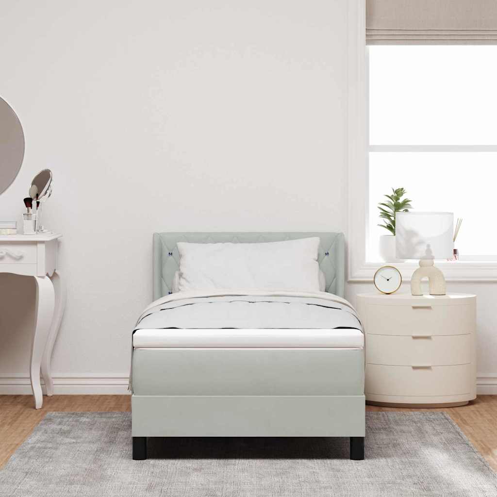 Box spring seng med hovedgærde Lysegrå 190 x 90 cm Fløjl
