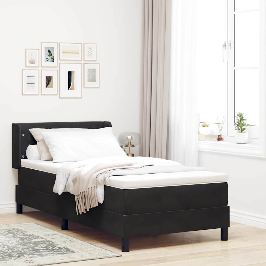 Box spring seng med hovedgærde Sort 190 x 90 cm Fløjl