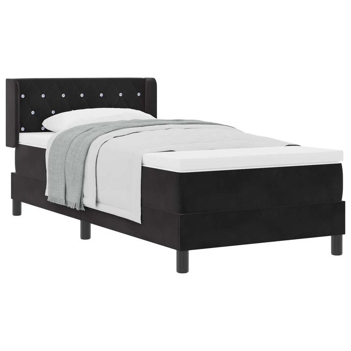 Box spring seng med hovedgærde Sort 190 x 90 cm Fløjl