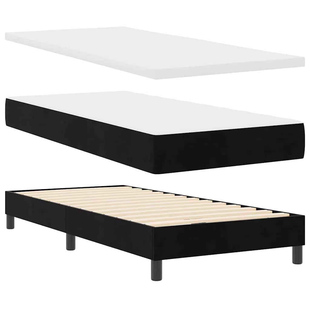 Box spring seng med hovedgærde Sort 190 x 90 cm Fløjl