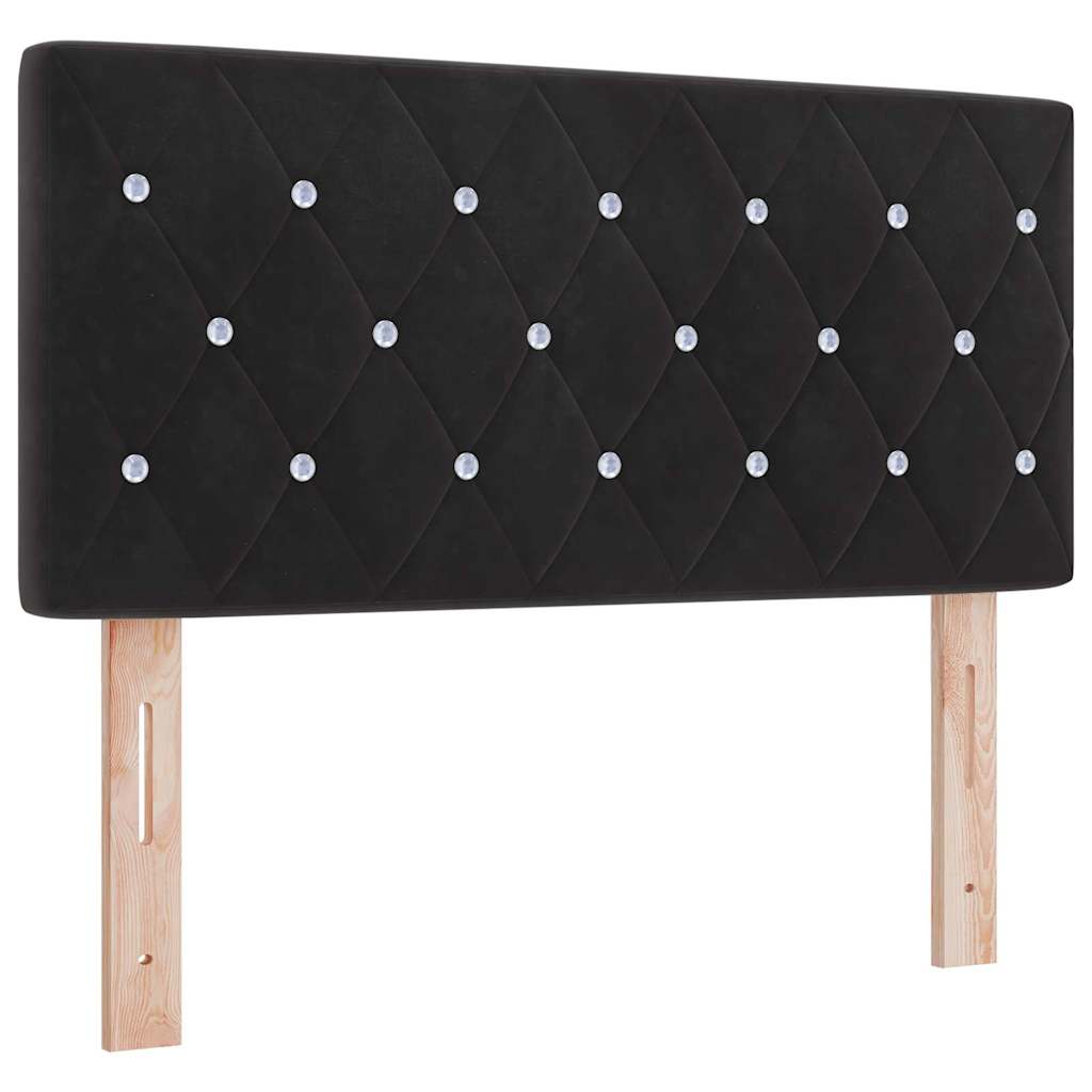Box spring seng med hovedgærde Sort 190 x 90 cm Fløjl