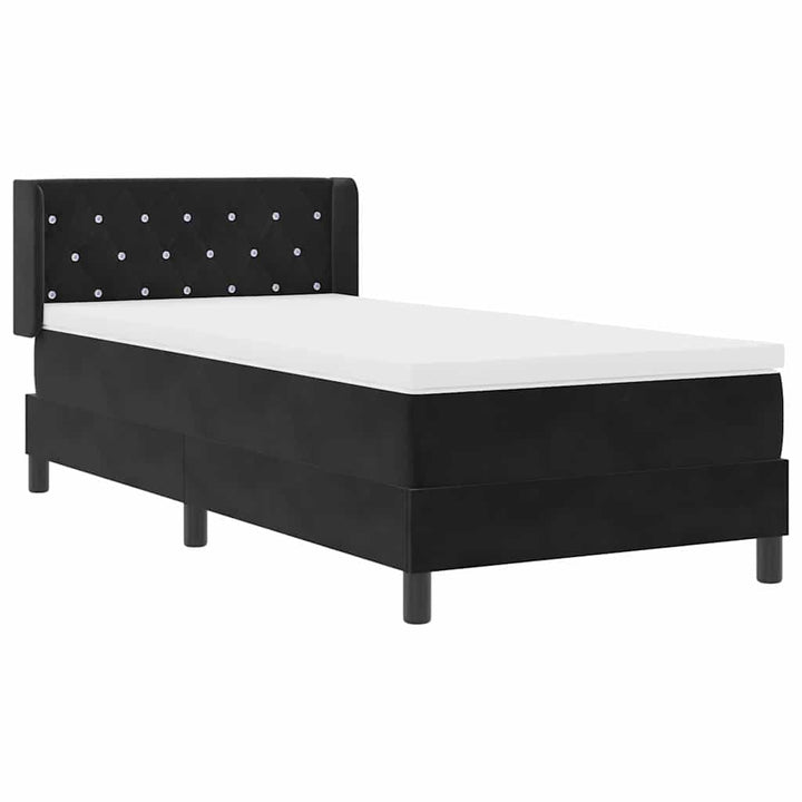 Box spring seng med hovedgærde Sort 190 x 90 cm Fløjl