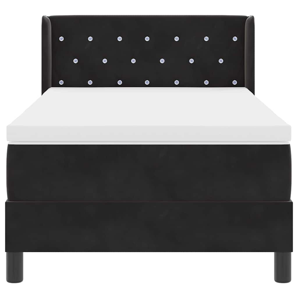Box spring seng med hovedgærde Sort 190 x 90 cm Fløjl