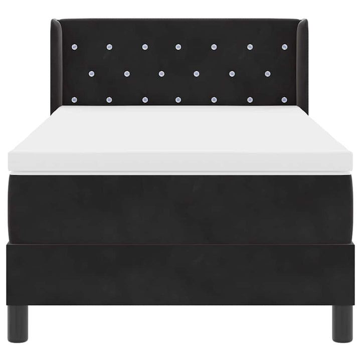 Box spring seng med hovedgærde Sort 190 x 90 cm Fløjl