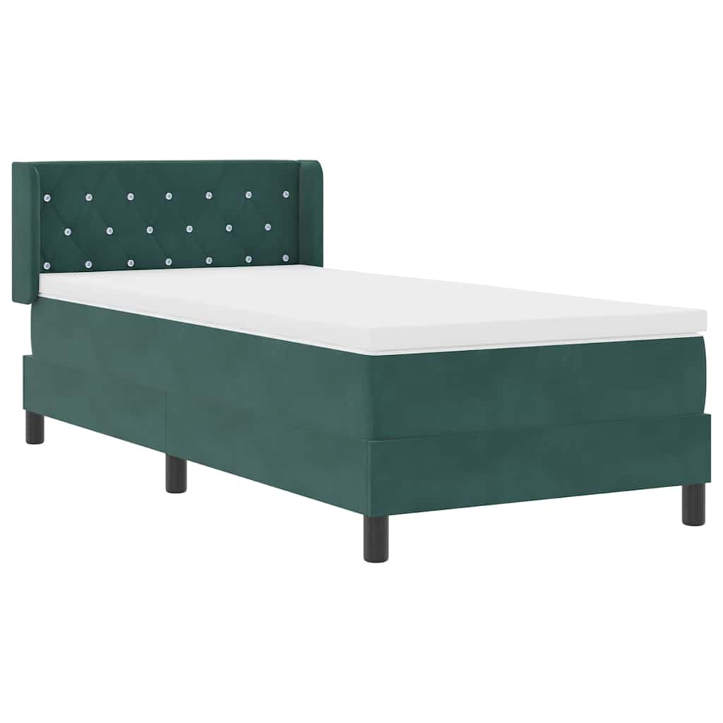 Box spring seng med hovedgærde Mørkegrøn 190 x 90 cm Fløjl