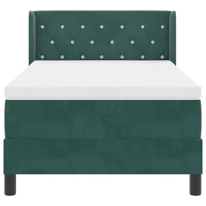 Box spring seng med hovedgærde Mørkegrøn 190 x 90 cm Fløjl